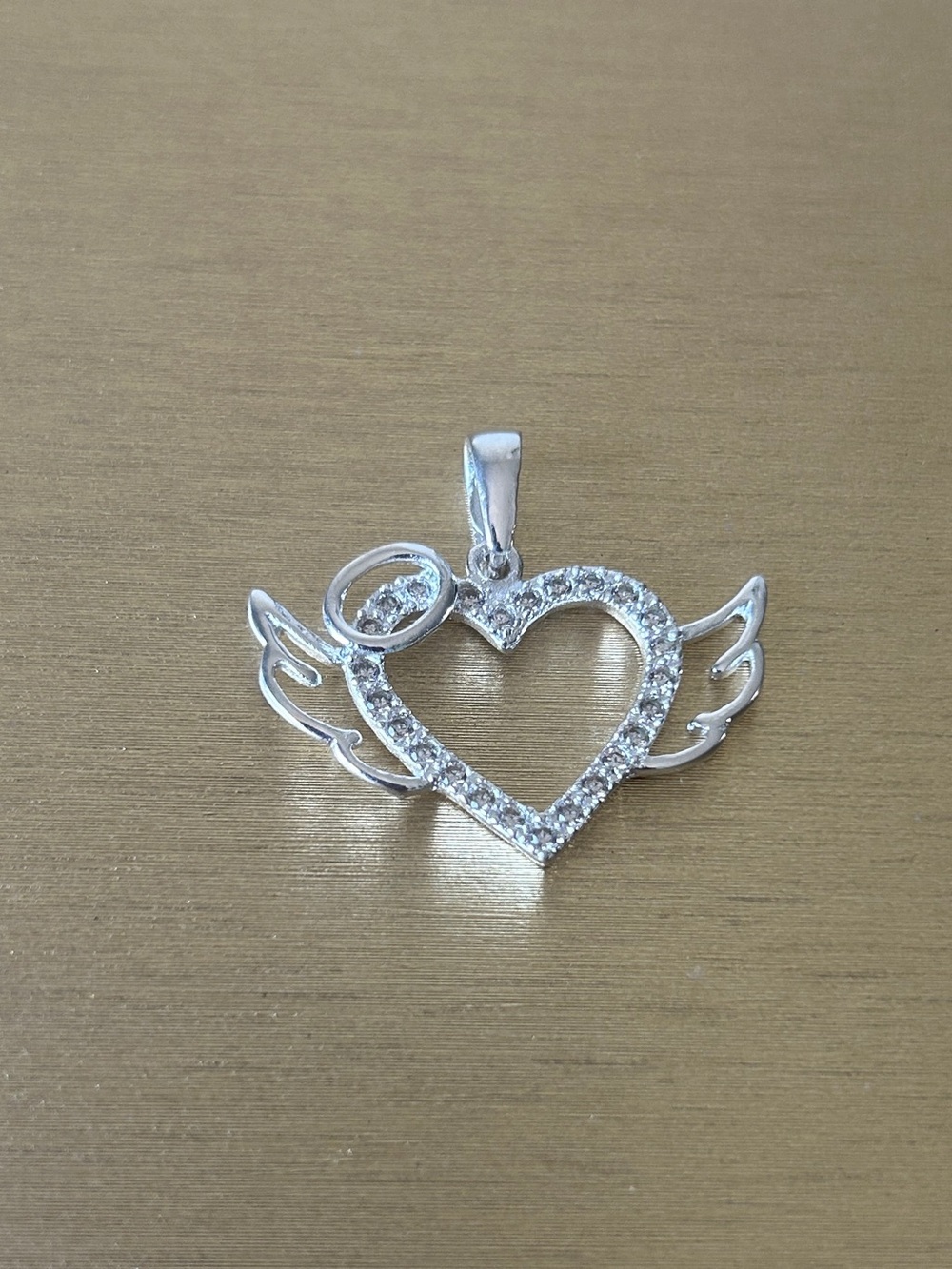 Taxco Mexico 925 Sterling Silver Angel Heart with Wings and Halo Pendant  3 CM
